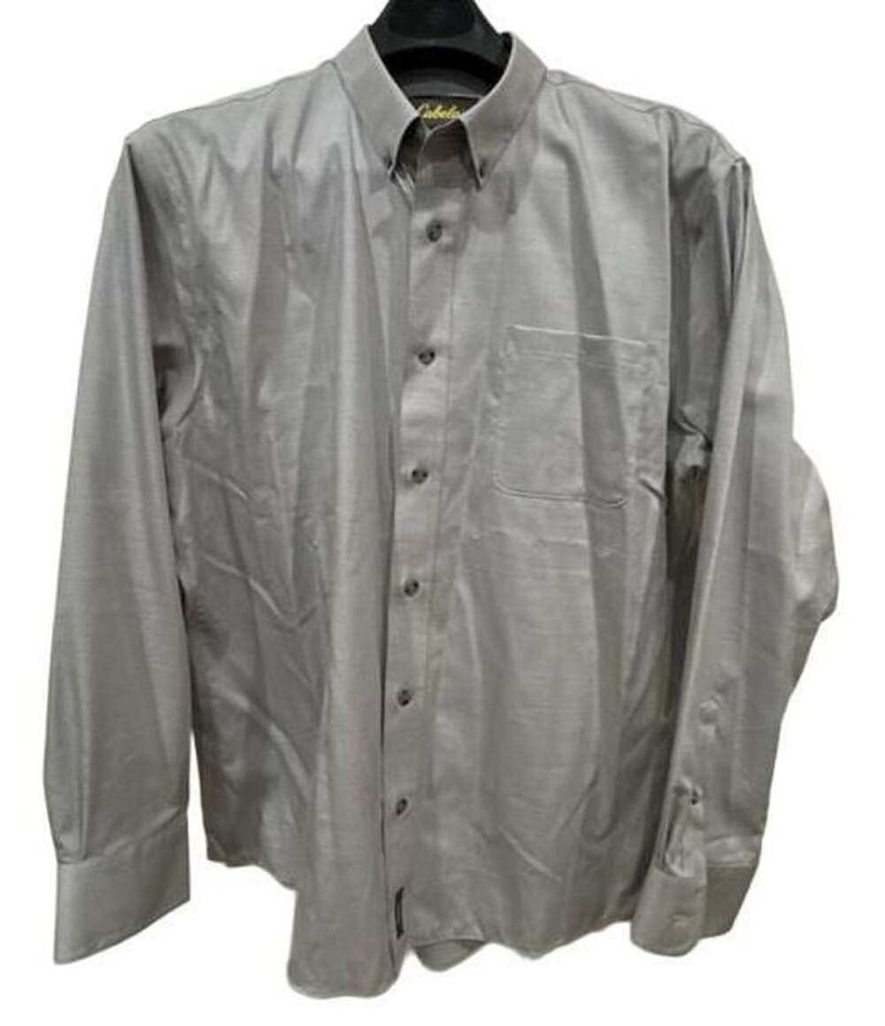 Cabela's Wrinkle-Free Long Sleeve Shirt XL Gray Cotton
